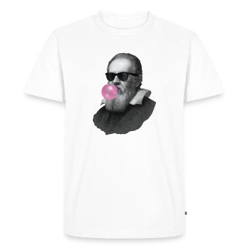 Galilée Galilei avec chewing-gum et lunettes de soleil - T-shirt Premium bio Homme - blanc - Devant - Nico (187cm)