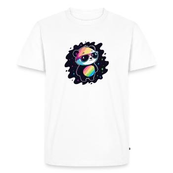 Panda arc-en-ciel galaxie lunettes cool - T-shirt Premium bio Homme - blanc - Devant - Nico (187cm)