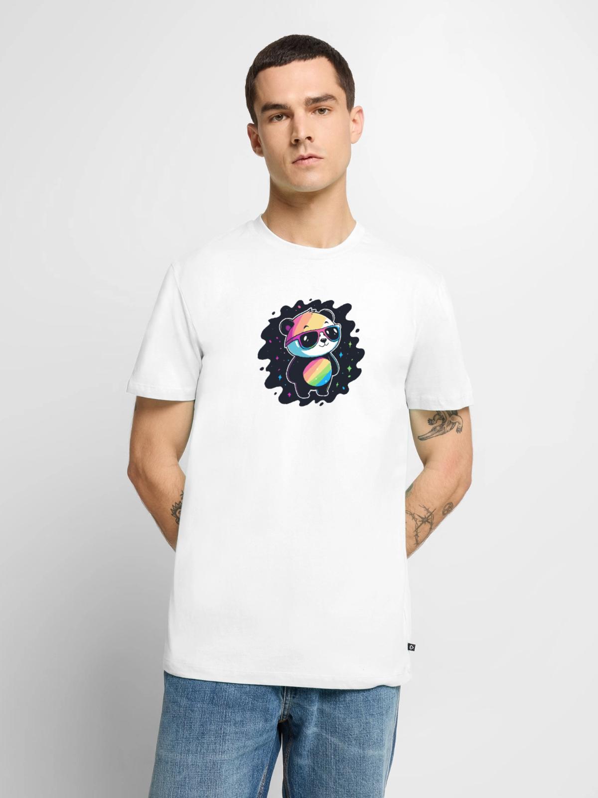 Panda Rainbow Galaxy Coole Brillen - Männer Premium Bio T-Shirt - Weiß - Vorne - Nico (187cm)