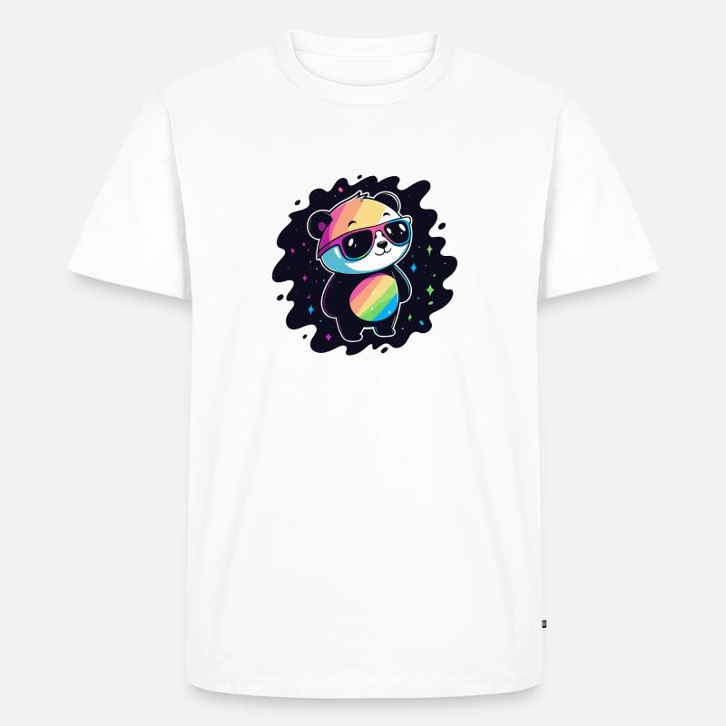 Panda Rainbow Galaxy Cool Glasses - Men's Premium Organic T-Shirt - white