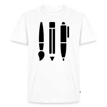 Pinceau, crayon et stylo - Symbole artistique - T-shirt Premium bio Homme - blanc - Devant - Nico (187cm)