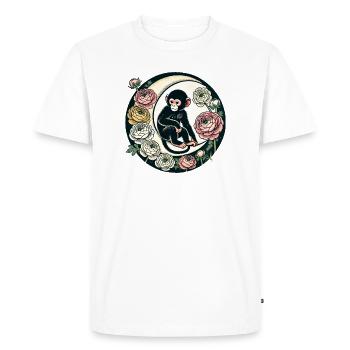 Cercle de singes et roses au clair de lune - T-shirt Premium bio Homme - blanc - Devant - Nico (187cm)