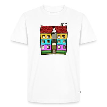 Illustration colorée à plusieurs maisons - T-shirt Premium bio Homme - blanc - Devant - Nico (187cm)