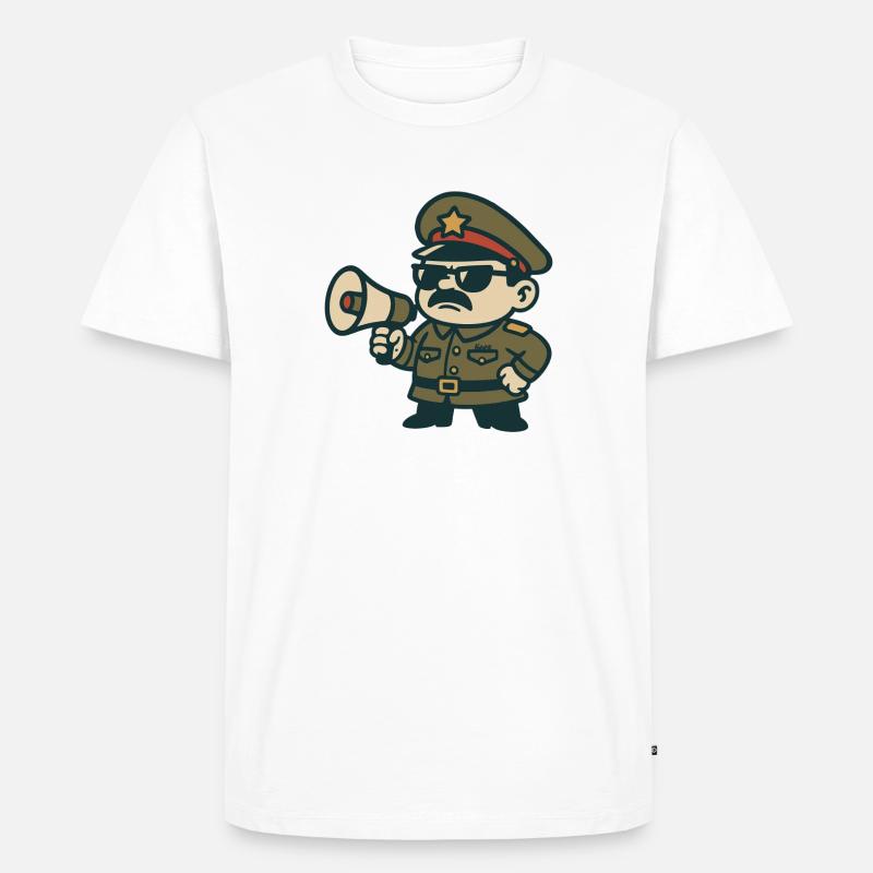 Retro-Sergeant-Megafon - Männer Premium Bio T-Shirt - Weiß