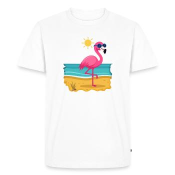 Flamingo sunbathing No.1 - Men's Premium Organic T-Shirt - white - Front - Nico (187cm)