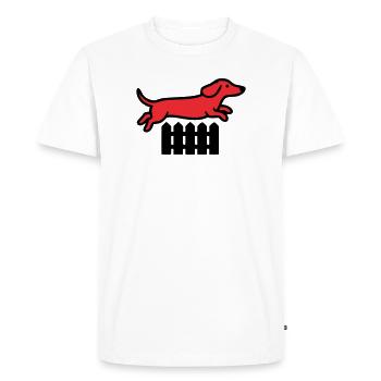 Dachshund Jump Fence Agility - Men's Premium Organic T-Shirt - white - Front - Nico (187cm)