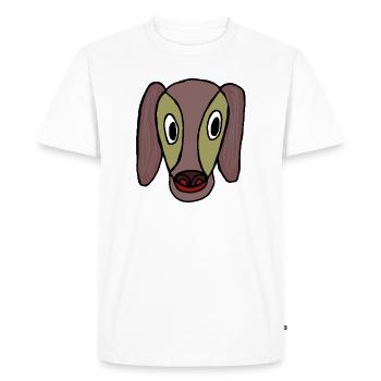 Chien de dessin animé aux grands yeux - T-shirt Premium bio Homme - blanc - Devant - Nico (187cm)