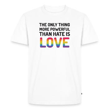 Mois de la fierté LGBTQ - La seule chose plus puissante - T-shirt Premium bio Homme - blanc - Devant - Nico (187cm)