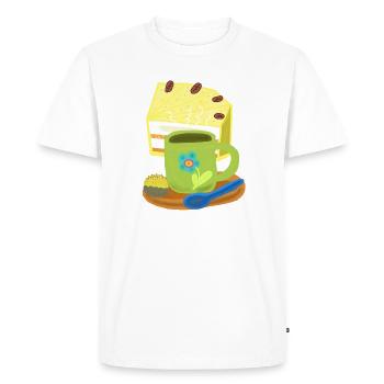 Gâteau, gâteau, café, tasse à café, anniversaire - T-shirt Premium bio Homme - blanc - Devant - Nico (187cm)