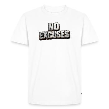 No excuses: hard metal text - Men's Premium Organic T-Shirt - white - Front - Nico (187cm)