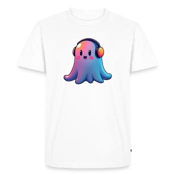 Ghost with headphones - Men's Premium Organic T-Shirt - white - Front - Nico (187cm)