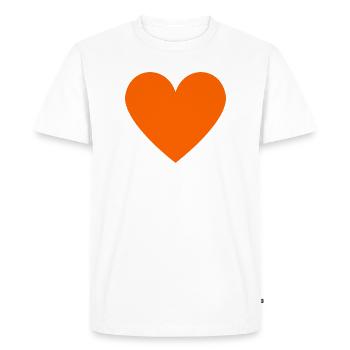 Cœur orange style rétro néon - T-shirt Premium bio Homme - blanc - Devant - Nico (187cm)