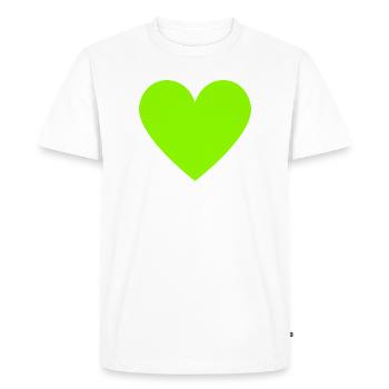 Vert Cœur Néon Rétro - T-shirt Premium bio Homme - blanc - Devant - Nico (187cm)
