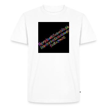 Typographie arc-en-ciel sur fond noir - T-shirt Premium bio Homme - blanc - Devant - Nico (187cm)