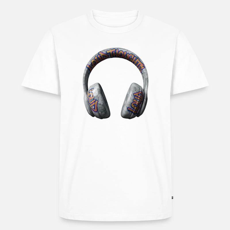Loud Thoughts Graffiti Kopfhörer - Männer Premium Bio T-Shirt - Weiß