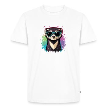 Loutre arc-en-ciel lunettes bleues - T-shirt Premium bio Homme - blanc - Devant - Nico (187cm)