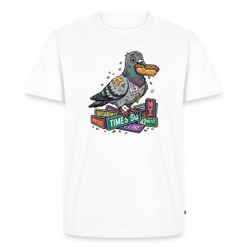 Un pigeon rusé sur une pile de livres - T-shirt Premium bio Homme - blanc - Devant - Nico (187cm)