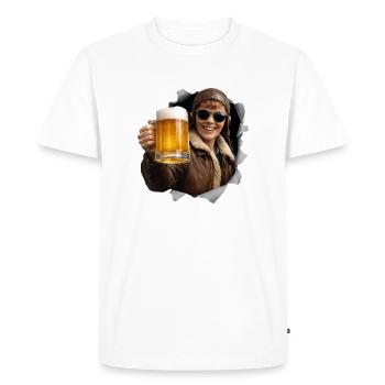 Amelia Earhart avec des lunettes de soleil et de la bière - T-shirt Premium bio Homme - blanc - Devant - Nico (187cm)