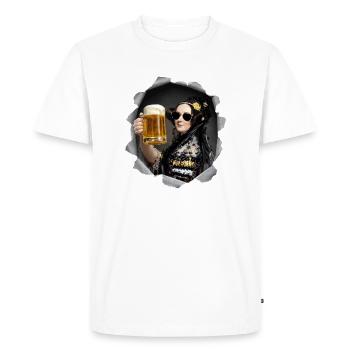 Ada Lovalace avec des lunettes de soleil et de la bière - T-shirt Premium bio Homme - blanc - Devant - Nico (187cm)