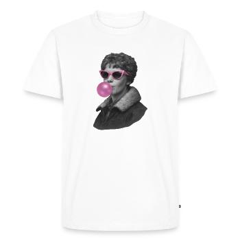 Amelia Earhart avec des lunettes de soleil roses et du chewing-gum - T-shirt Premium bio Homme - blanc - Devant - Nico (187cm)