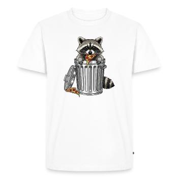 Course de pizza au raton laveur - T-shirt Premium bio Homme - blanc - Devant - Nico (187cm)