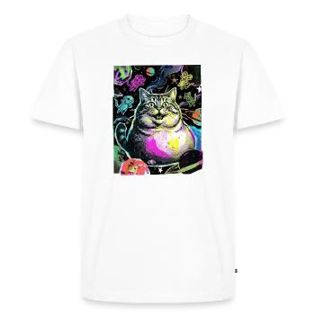 Chat de l’Espace Épais - T-shirt Premium bio Homme - blanc - Devant - Nico (187cm)