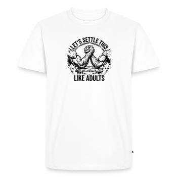 Clarifions ça comme des adultes – Funny Arm - T-shirt Premium bio Homme - blanc - Devant - Nico (187cm)