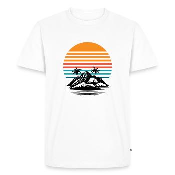 Soleil rétro palmier horizon - T-shirt Premium bio Homme - blanc - Devant - Nico (187cm)