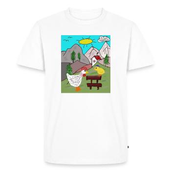 Délice de poulet rural avec poussins Alps - T-shirt Premium bio Homme - blanc - Devant - Nico (187cm)