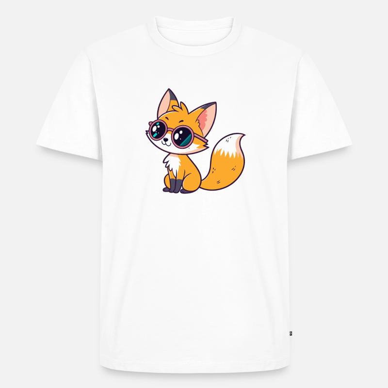 Fox Cub Glam Coole Brille - Männer Premium Bio T-Shirt - Weiß