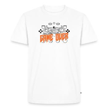 Game Over Rétro Orange Bold - T-shirt Premium bio Homme - blanc - Devant - Nico (187cm)