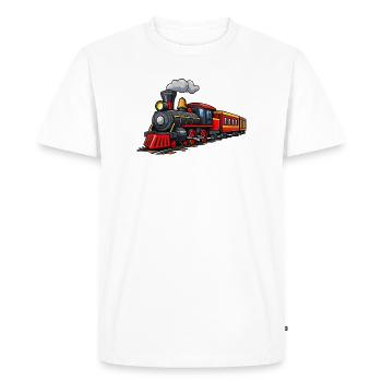 Classic steam locomotive on tracks - Men's Premium Organic T-Shirt - white - Front - Nico (187cm)