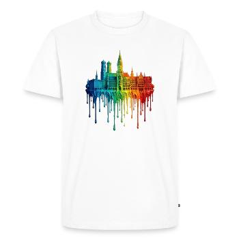 Munich with colorful gradient color - Men's Premium Organic T-Shirt - white - Front - Nico (187cm)