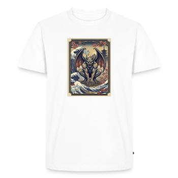 Gargouille dans le style vague japonais - T-shirt Premium bio Homme - blanc - Devant - Nico (187cm)