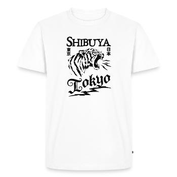 Shibuya Tigre de Tokyo - T-shirt Premium bio Homme - blanc - Devant - Nico (187cm)