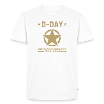 D-Day 82e Anniversaire 1944 2026 Mémoire - T-shirt Premium bio Homme - blanc - Devant - Nico (187cm)