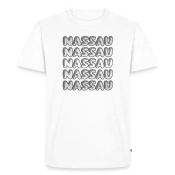 Nassau Bubble Pattern Multi-Font - Men's Premium Organic T-Shirt - white - Front - Nico (187cm)