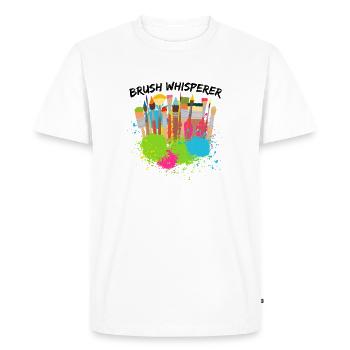 Cool Artist Brush Whisperer Painter Gift Idea - Men's Premium Organic T-Shirt - white - Front - Nico (187cm)