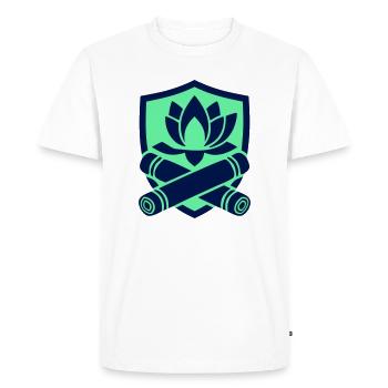 Logo du blason en bambou de lotus - T-shirt Premium bio Homme - blanc - Devant - Nico (187cm)