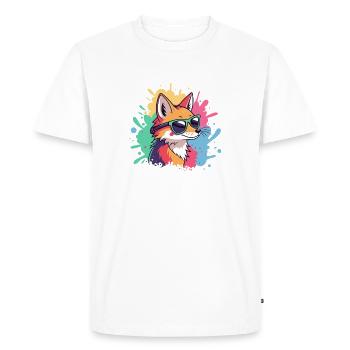 Fox Pop Art Colorful Glasses - Men's Premium Organic T-Shirt - white - Front - Nico (187cm)