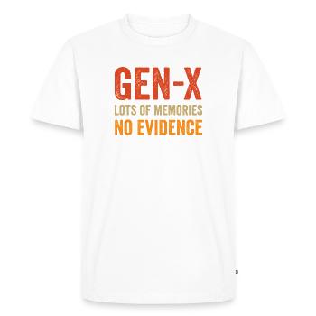 Generation X - Lot of Memories. No Evidence. - Men's Premium Organic T-Shirt - white - Front - Nico (187cm)
