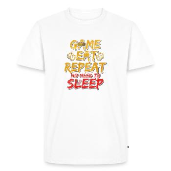 Game Eat Repeat – LAN Party Mode - T-shirt Premium bio Homme - blanc - Devant - Nico (187cm)