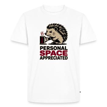 Grumpy Hedgehog Personal Space Introvert Coffee - Men's Premium Organic T-Shirt - white - Front - Nico (187cm)