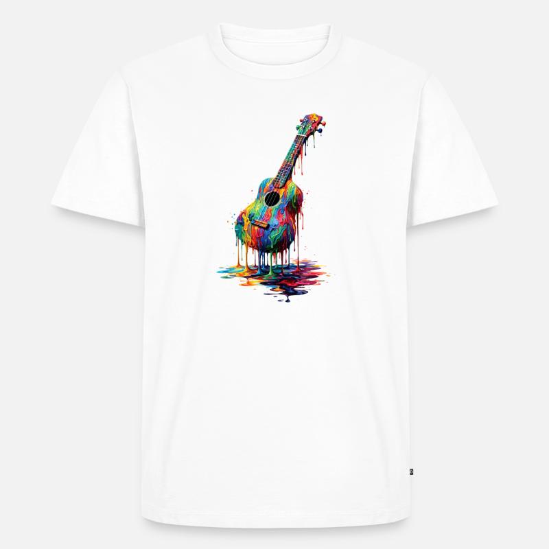 Ukulele with dripping paint - Men's Premium Organic T-Shirt - white