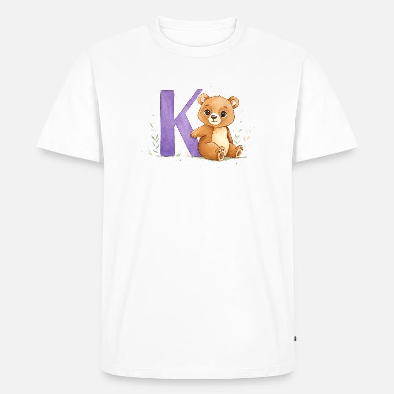 Aquarell Bär mit Buchstabe K - Männer Premium Bio T-Shirt - Weiß