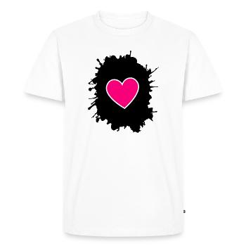 Cœur magenta sur fond noir - T-shirt Premium bio Homme - blanc - Devant - Nico (187cm)