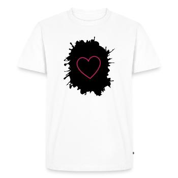 Neon Pink Heart Outline on Black - Men's Premium Organic T-Shirt - white - Front - Nico (187cm)