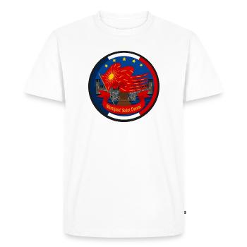 Emblème Oriflamme Montjoie Saint-Denis - T-shirt Premium bio Homme - blanc - Devant - Nico (187cm)