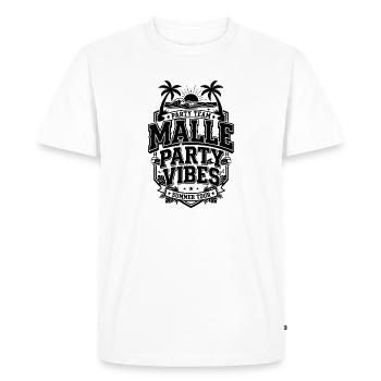 Vibrations de fête Malle : dicton de Majorque - T-shirt Premium bio Homme - blanc - Devant - Nico (187cm)