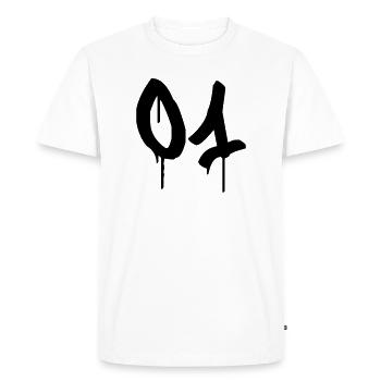 Number 01 Urban Graffiti Style - Men's Premium Organic T-Shirt - white - Front - Nico (187cm)